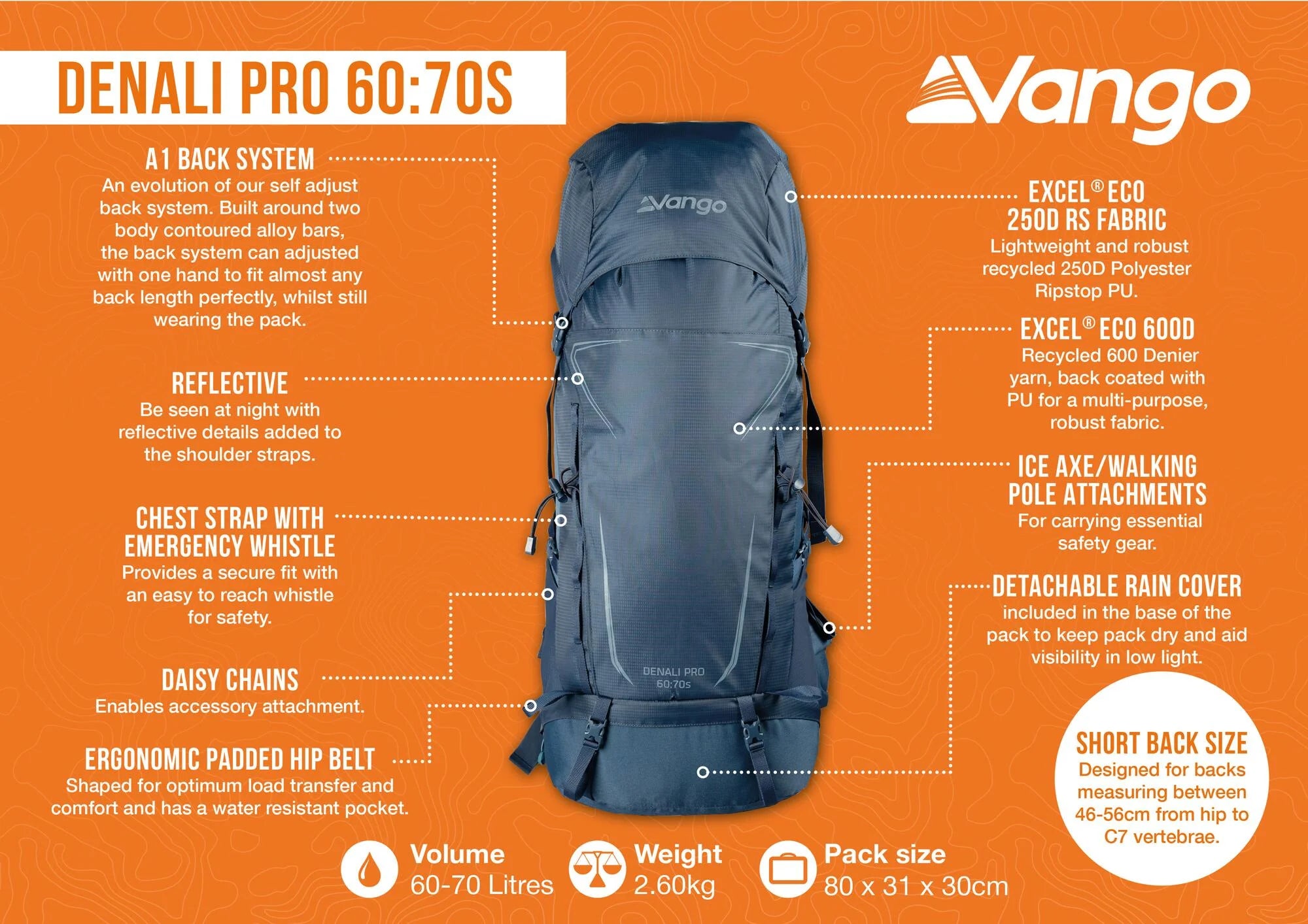 Vango Denali Pro 60:70 - Classic Blue
