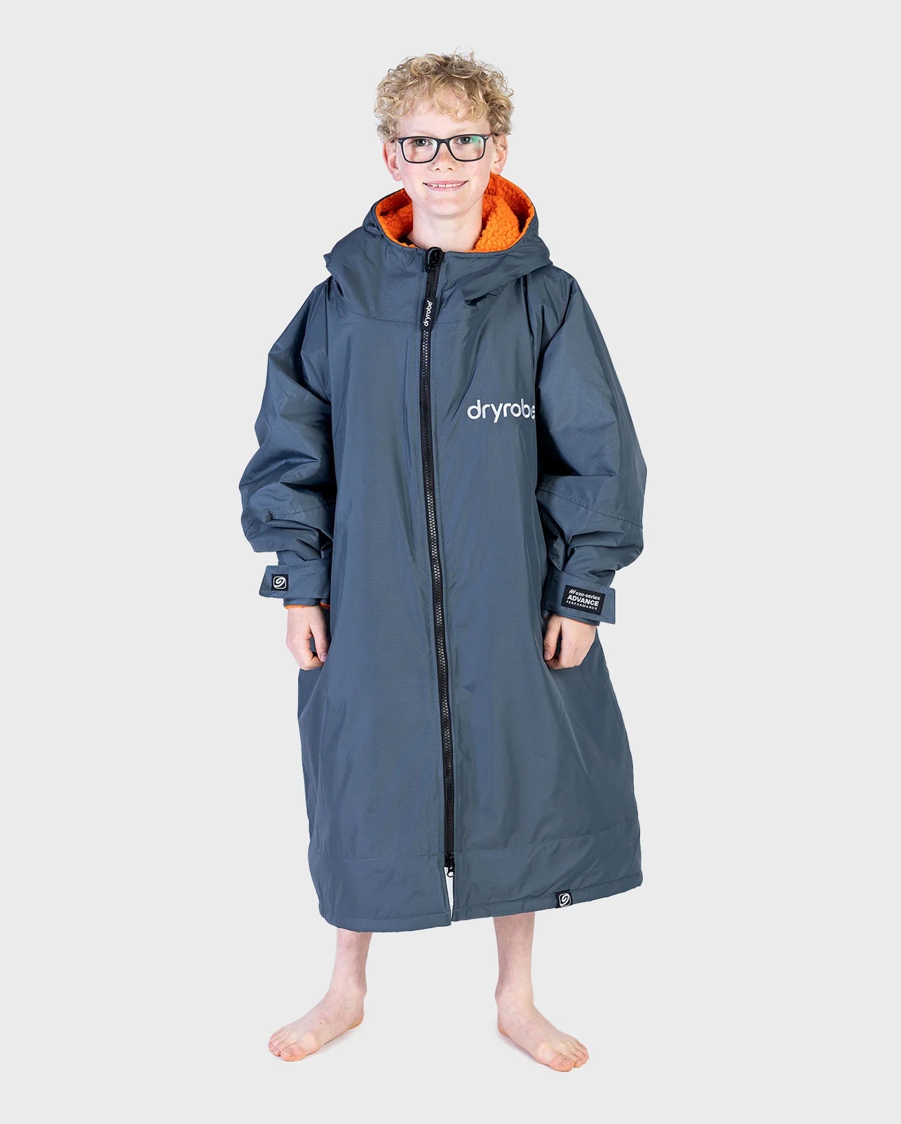 NEW dryrobe® ADVANCE KIDS LONG SLEEVE - DARK GREY/ORANGE