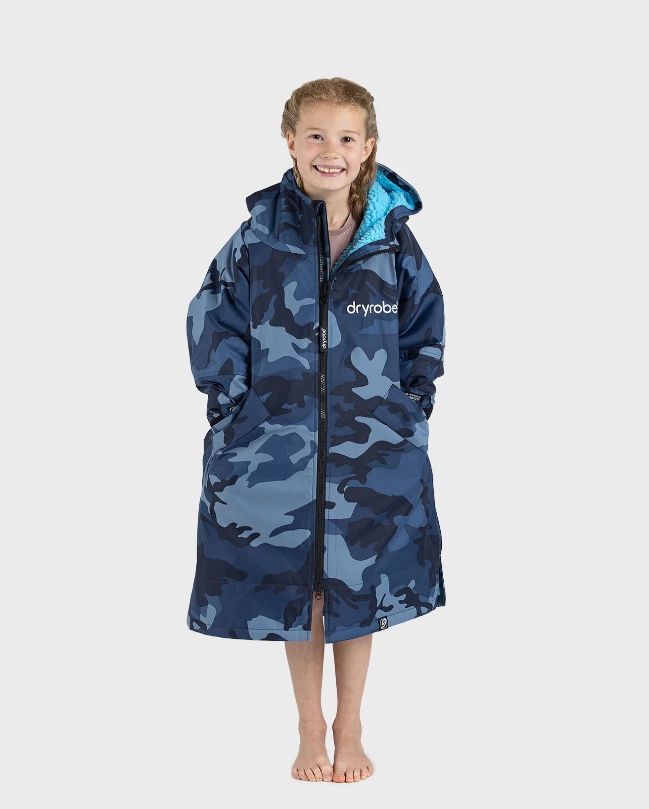 NEW dryrobe® ADVANCE KIDS LONG SLEEVE - BLUE CAMO/BLUE