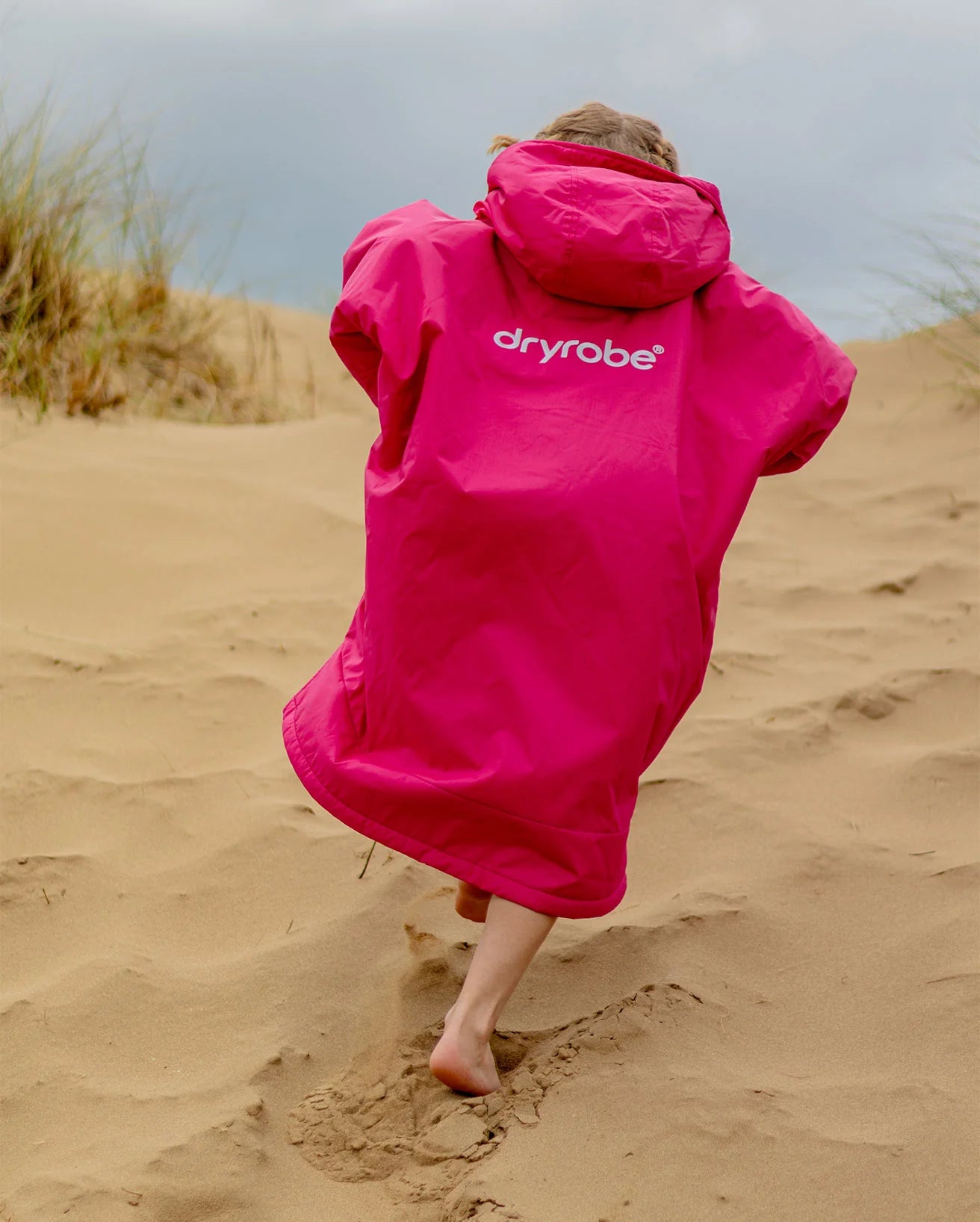 NEW dryrobe® ADVANCE KIDS LONG SLEEVE - PINK/LIGHT GREY