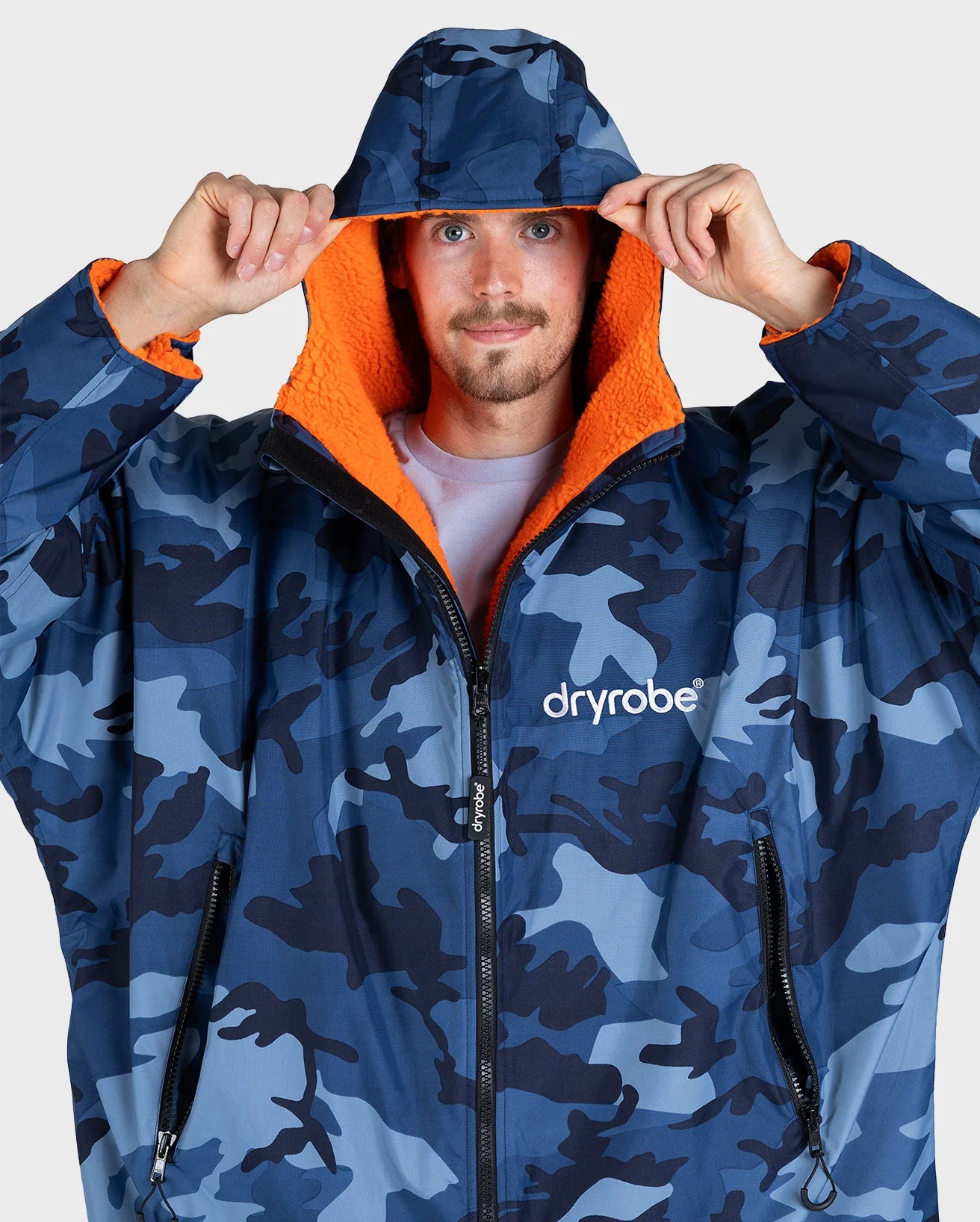 NEW dryrobe® ADVANCE LONG SLEEVE - BLUE CAMO/ORANGE