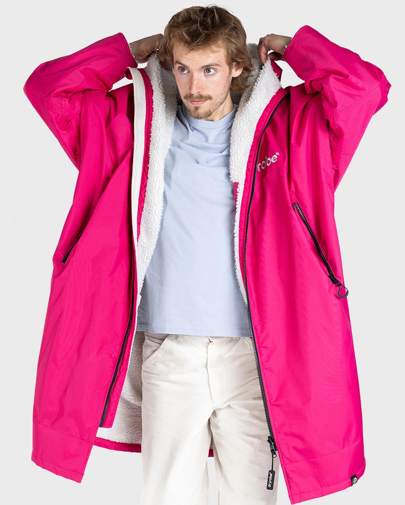 NEW dryrobe® ADVANCE LONG SLEEVE - PINK/LIGHT GREY