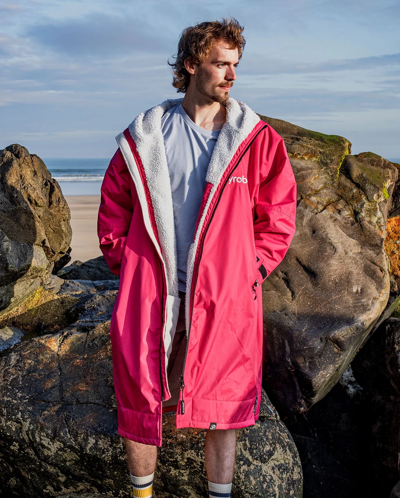 NEW dryrobe® ADVANCE LONG SLEEVE - PINK/LIGHT GREY