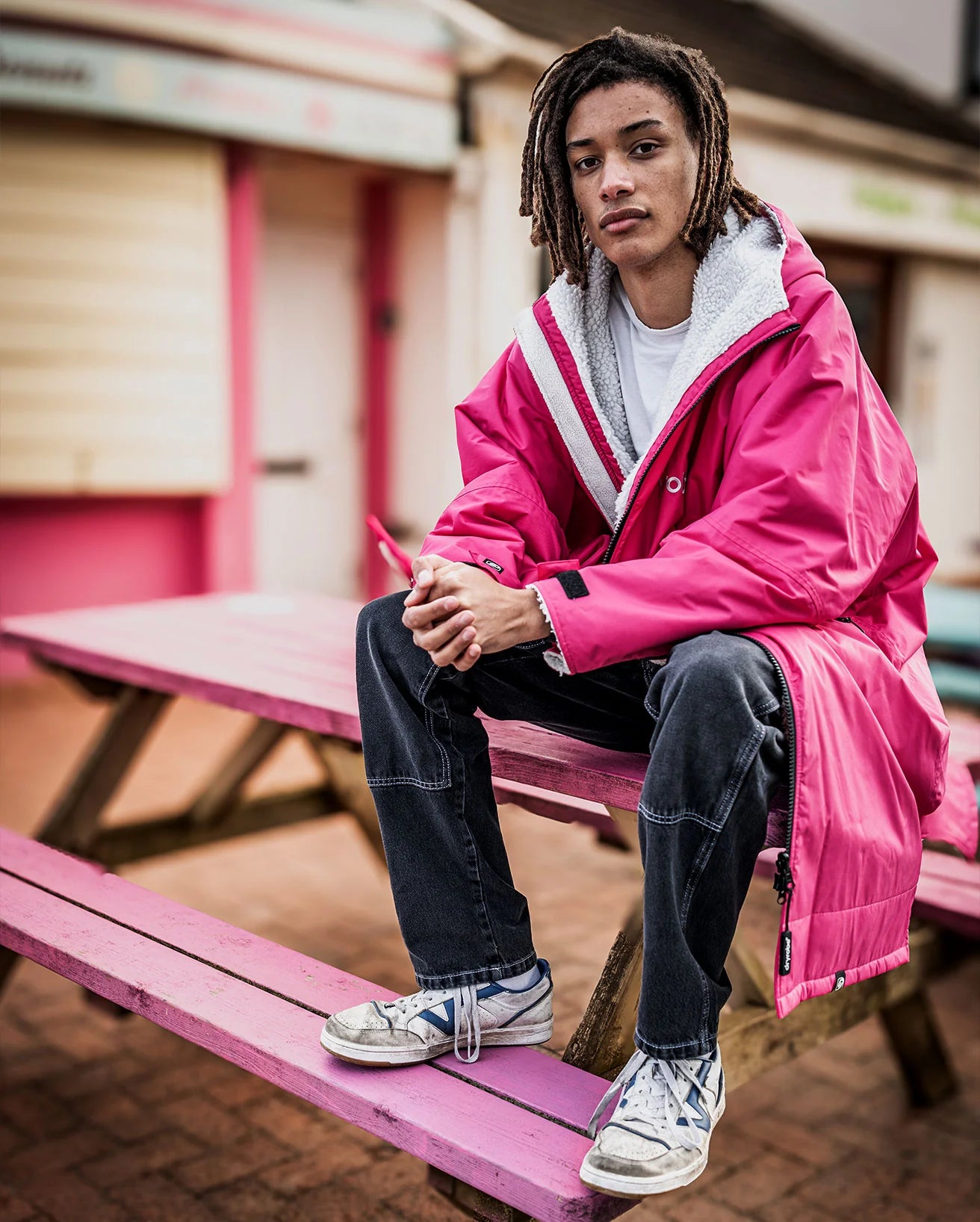 NEW dryrobe® ADVANCE LONG SLEEVE - PINK/LIGHT GREY