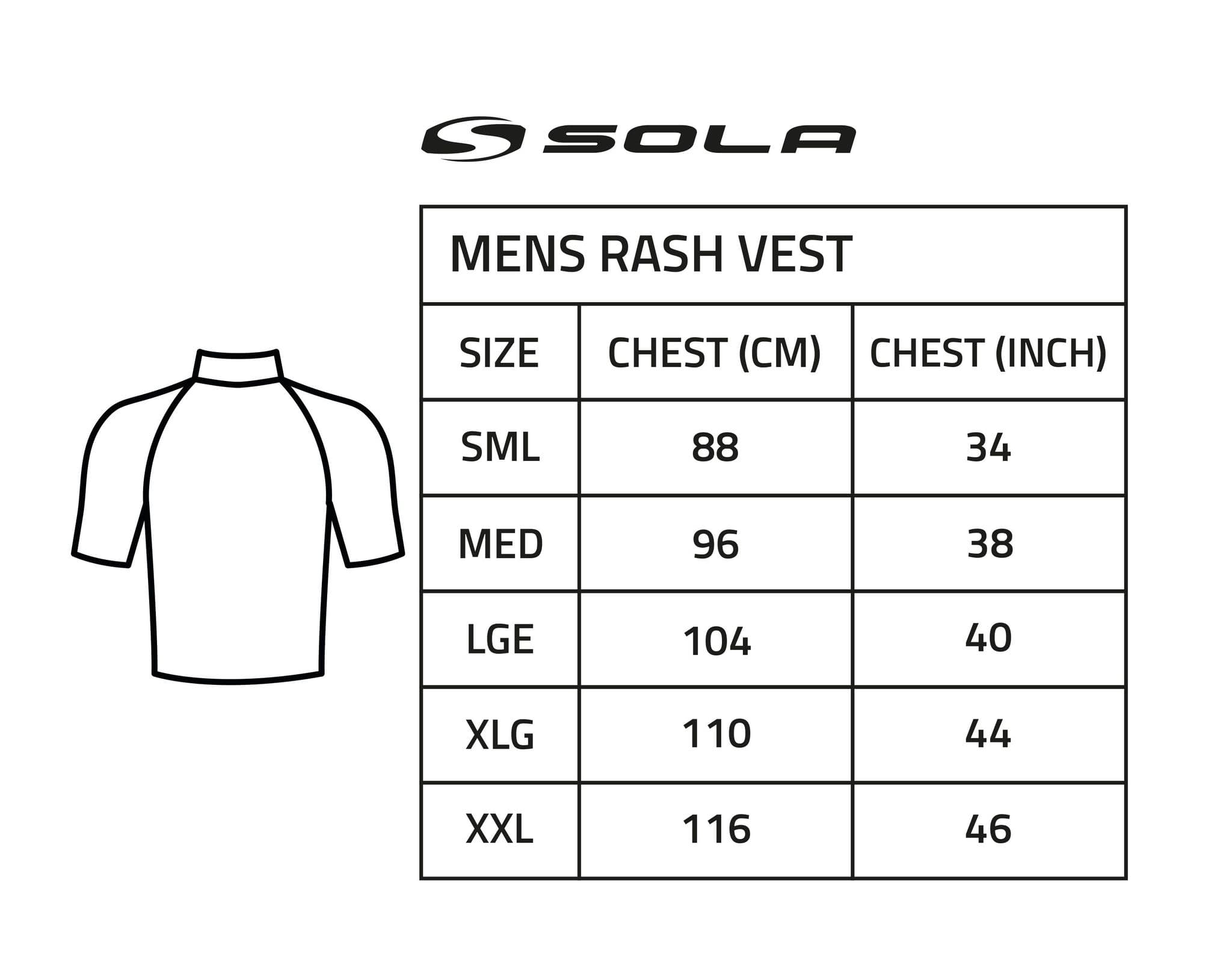 Sola Long Sleeve UV Adult Rash Vest