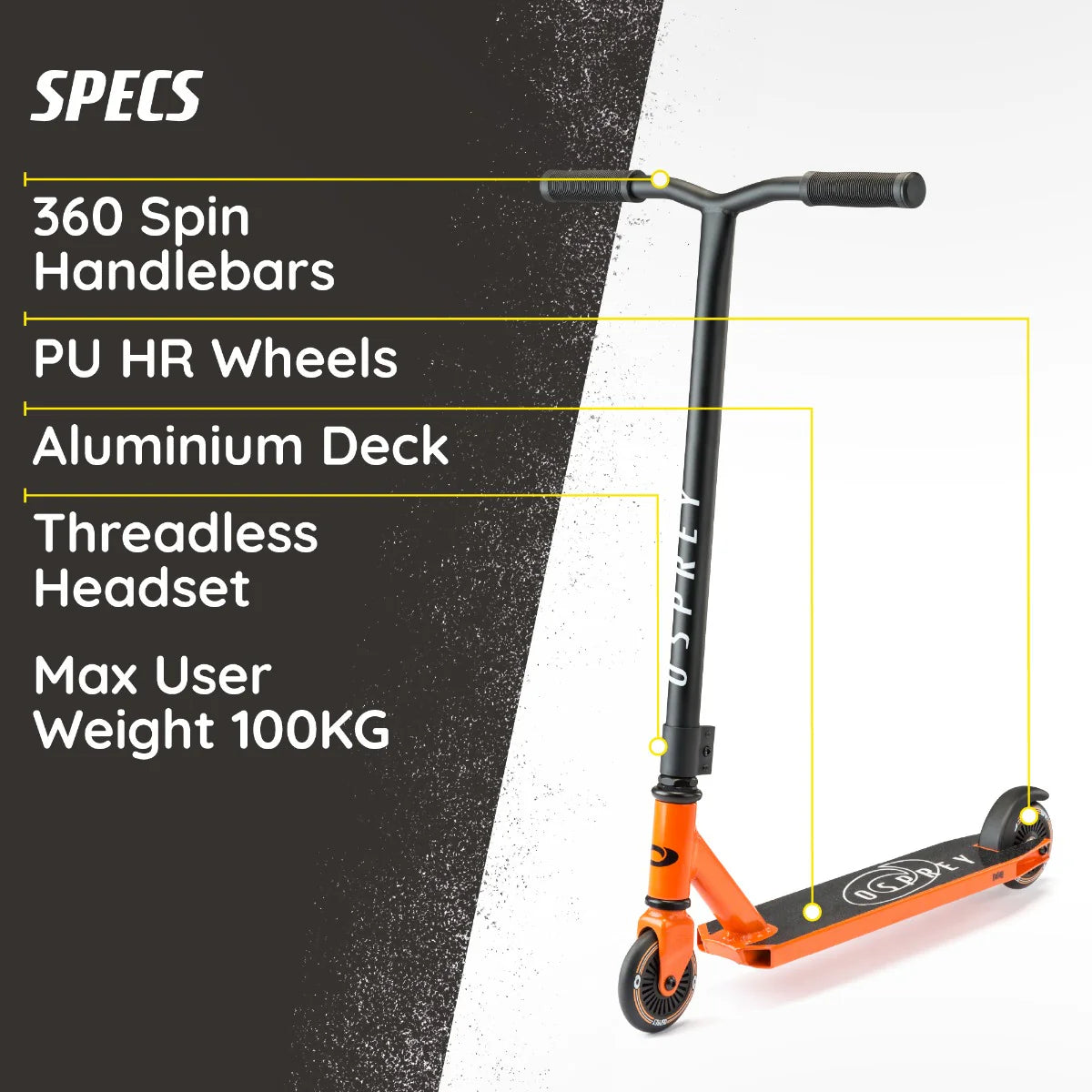 OSPREY 'BOMB' STUNT SCOOTER - ORANGE