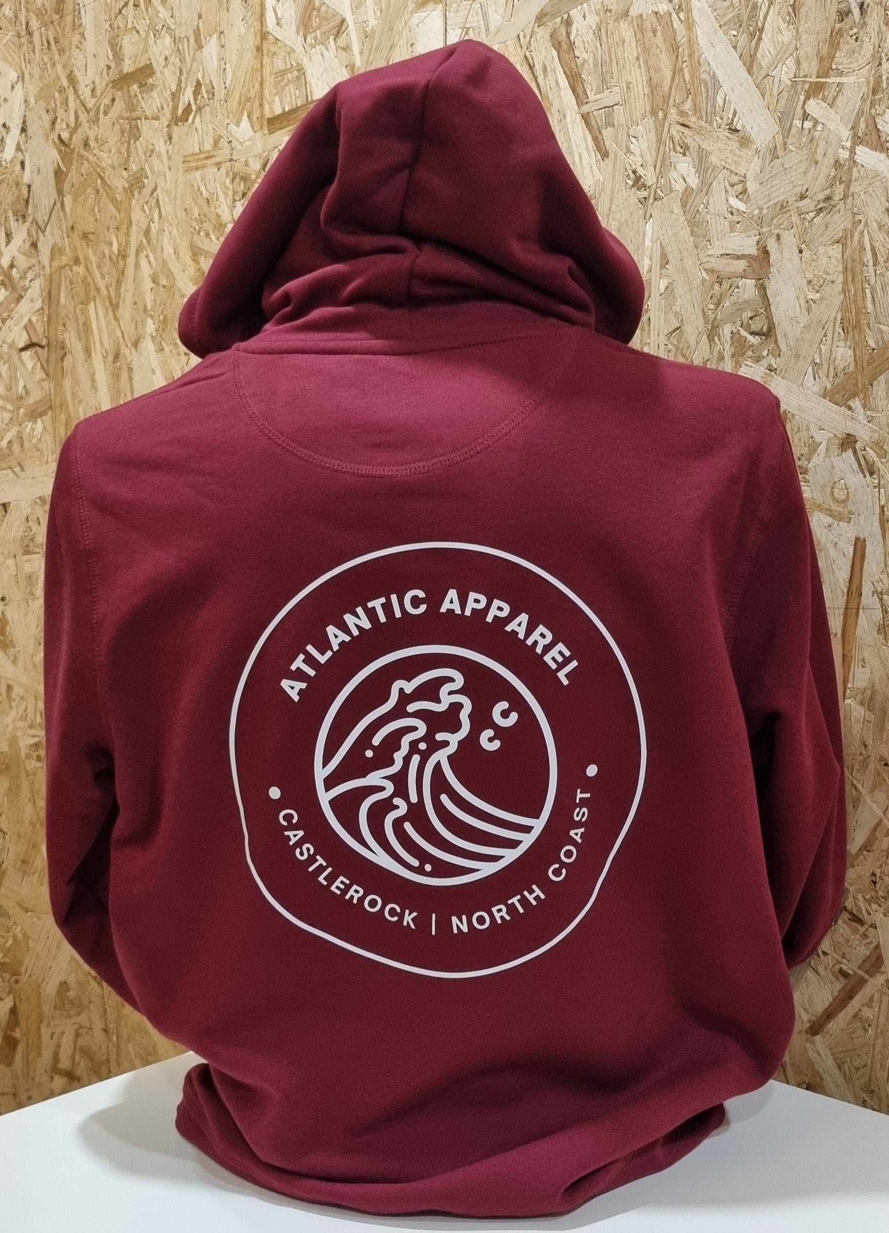 ATLANTIC APPAREL 'CASTLEROCK' UNISEX POP HOODY - BURGUNDY