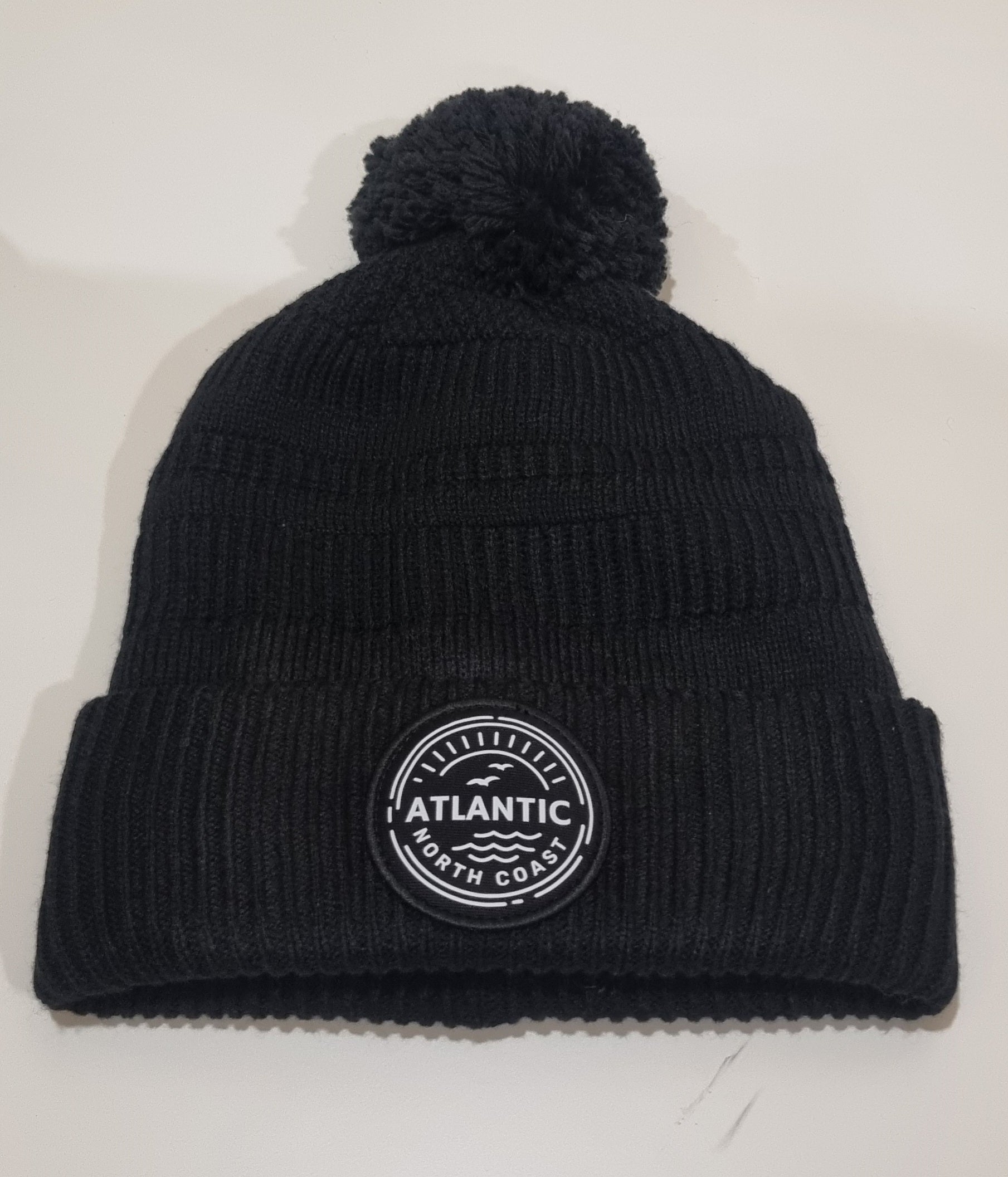 Atlantic 'North Coast' Patch Lined Pom Beanie - Black