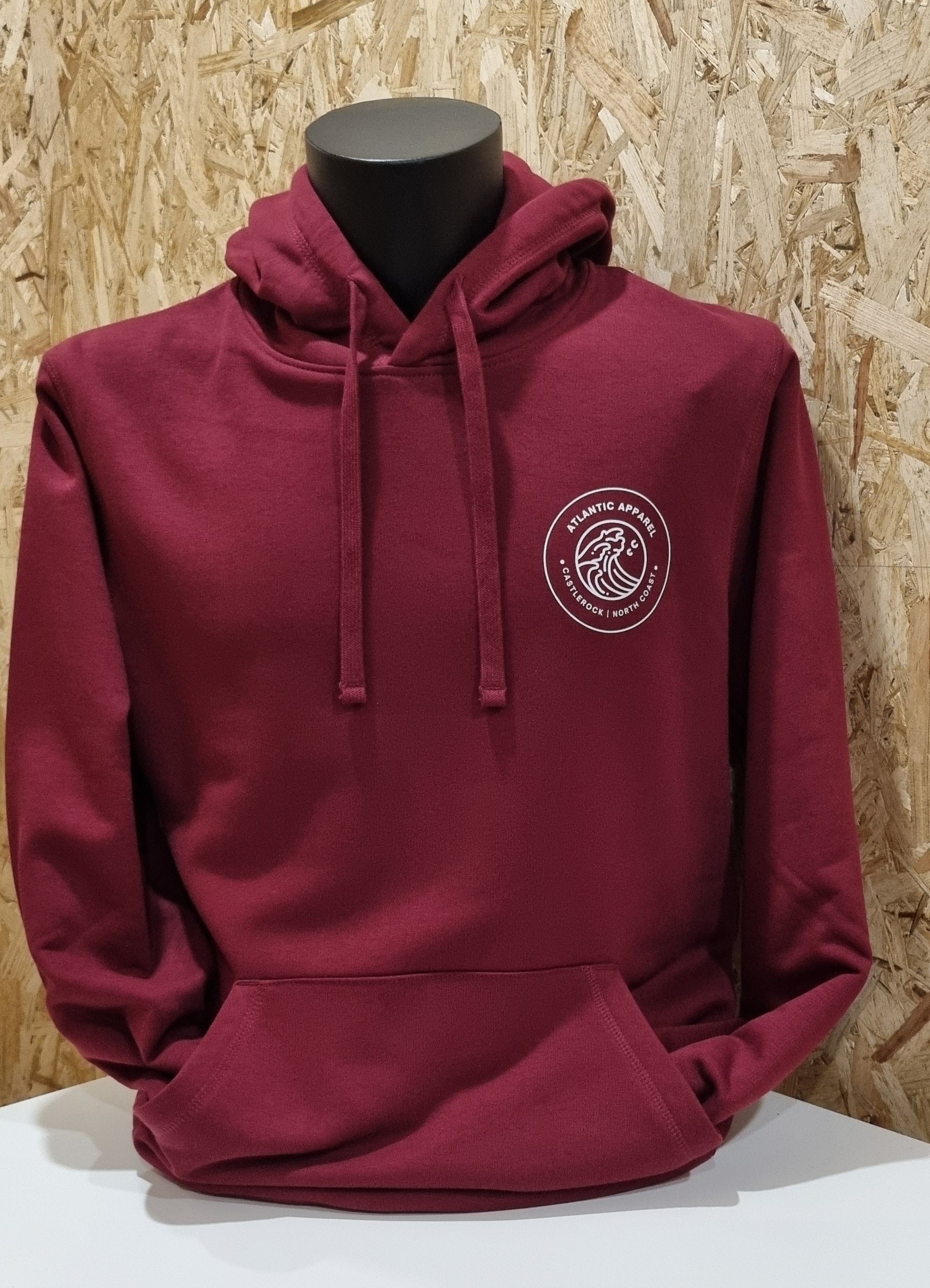 ATLANTIC APPAREL 'CASTLEROCK' UNISEX POP HOODY - BURGUNDY