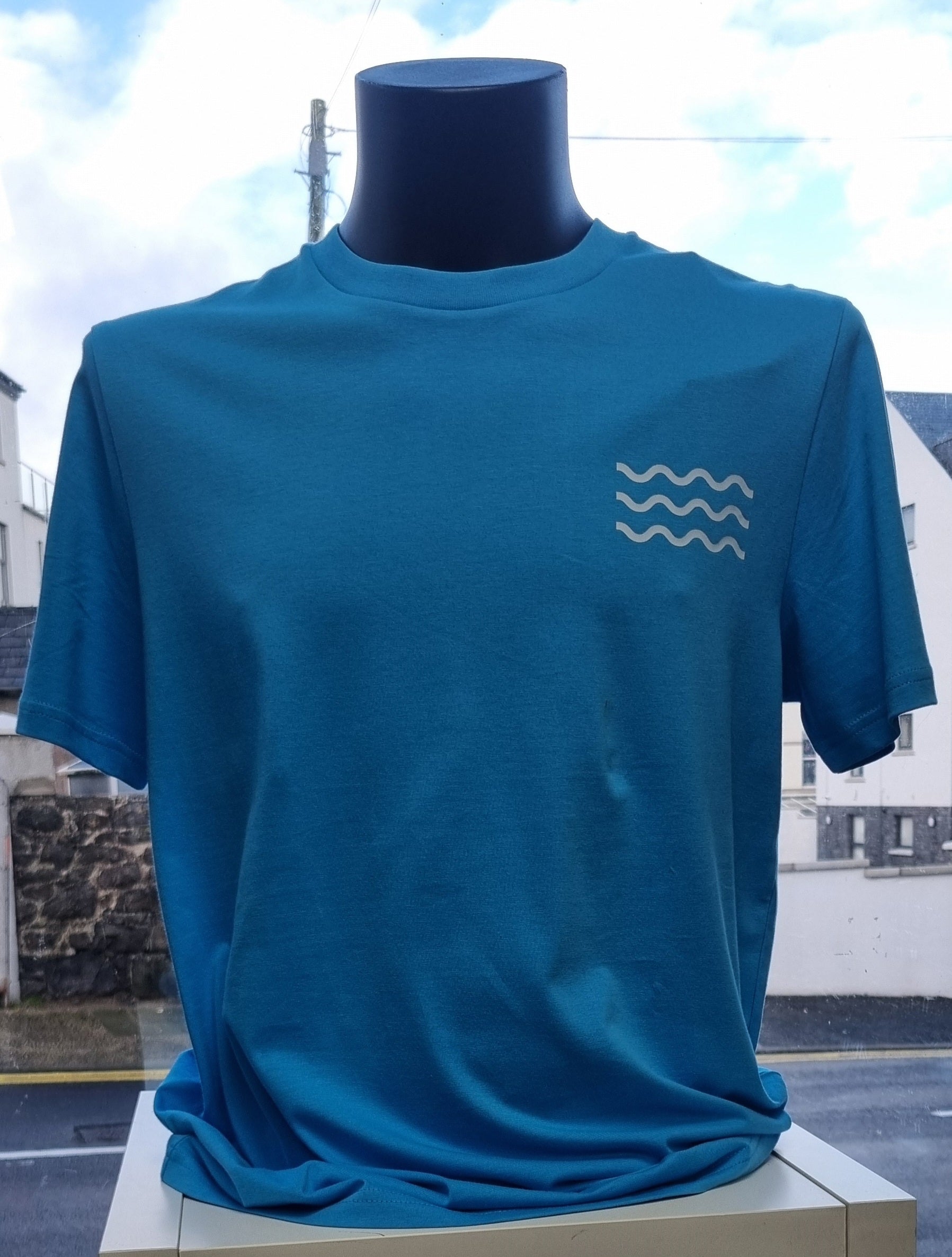 Atlantic Apparel 'Waveline' Short Sleeve Unisex T-Shirt - Aqua Blue