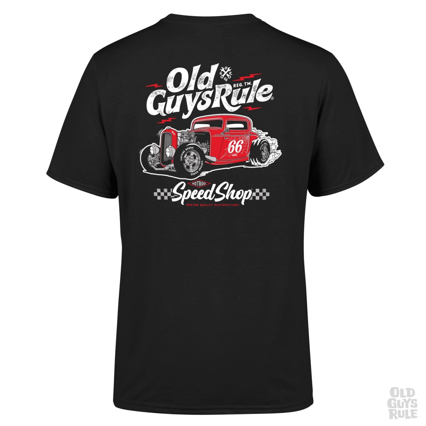 OLD GUYS RULE 'SPEED SHOP' T-SHIRT - BLACK