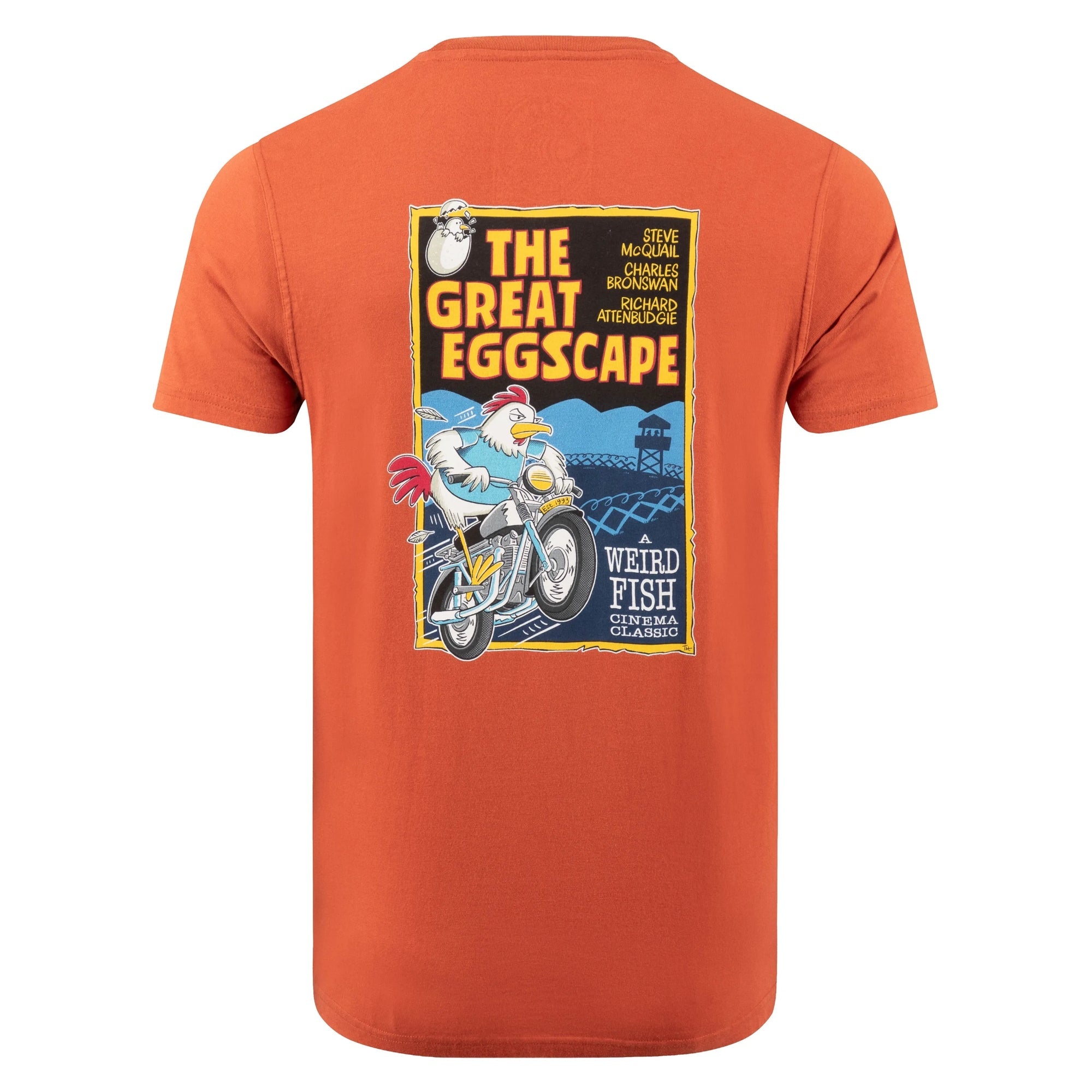 Weird Fish The Great Eggscape Print T-Shirt - Rust Leaves Orange