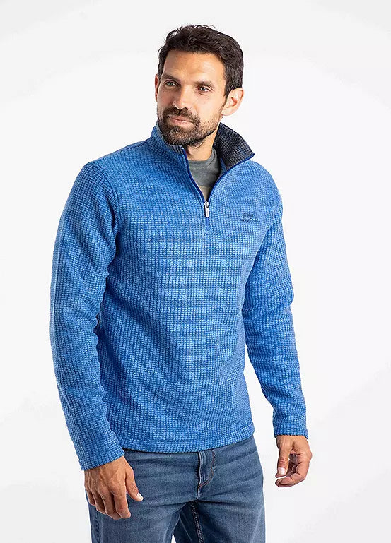 Weird Fish Newark 1/4 Zip Grid Fleece Blue