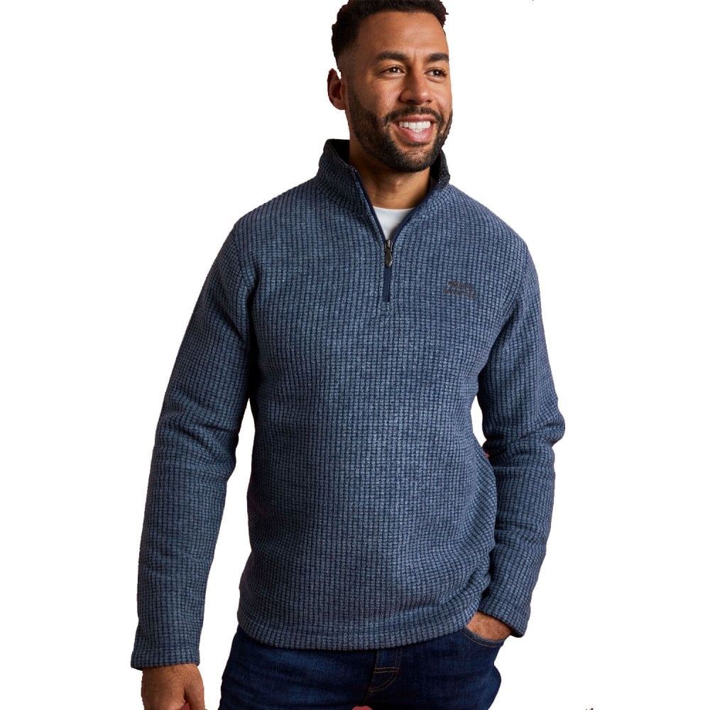 Weird Fish Newark 1/4 Zip Grid Fleece Navy