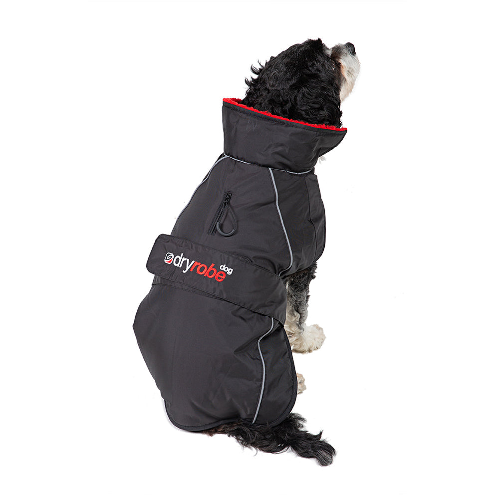 Dryrobe® dog - WATERPROOF DOG COAT - BLACK/RED