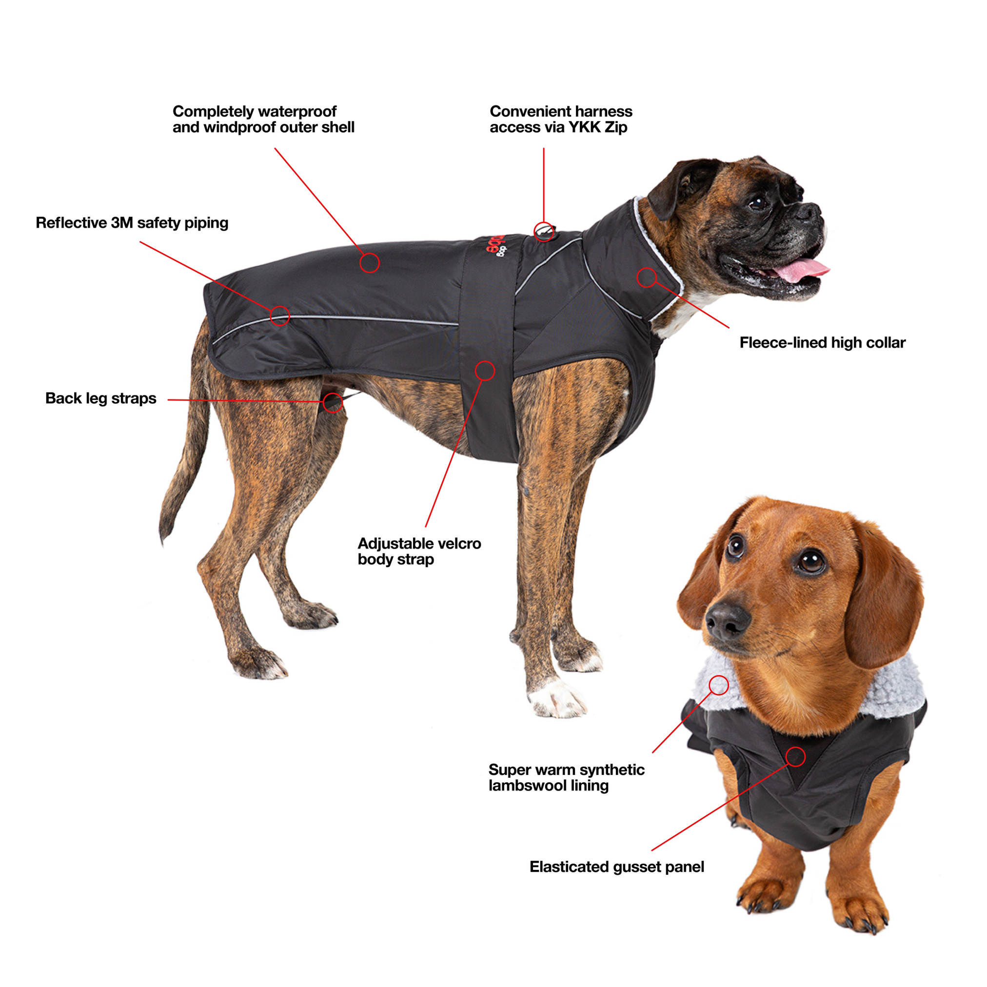 Dryrobe® dog - WATERPROOF DOG COAT - BLACK/GREY