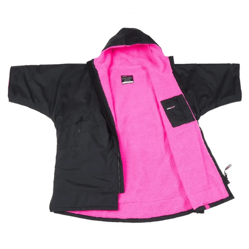 dryrobe® ADVANCE KIDS SHORT SLEEVE - BLACK/PINK - Atlantic Kayaks & Leisure