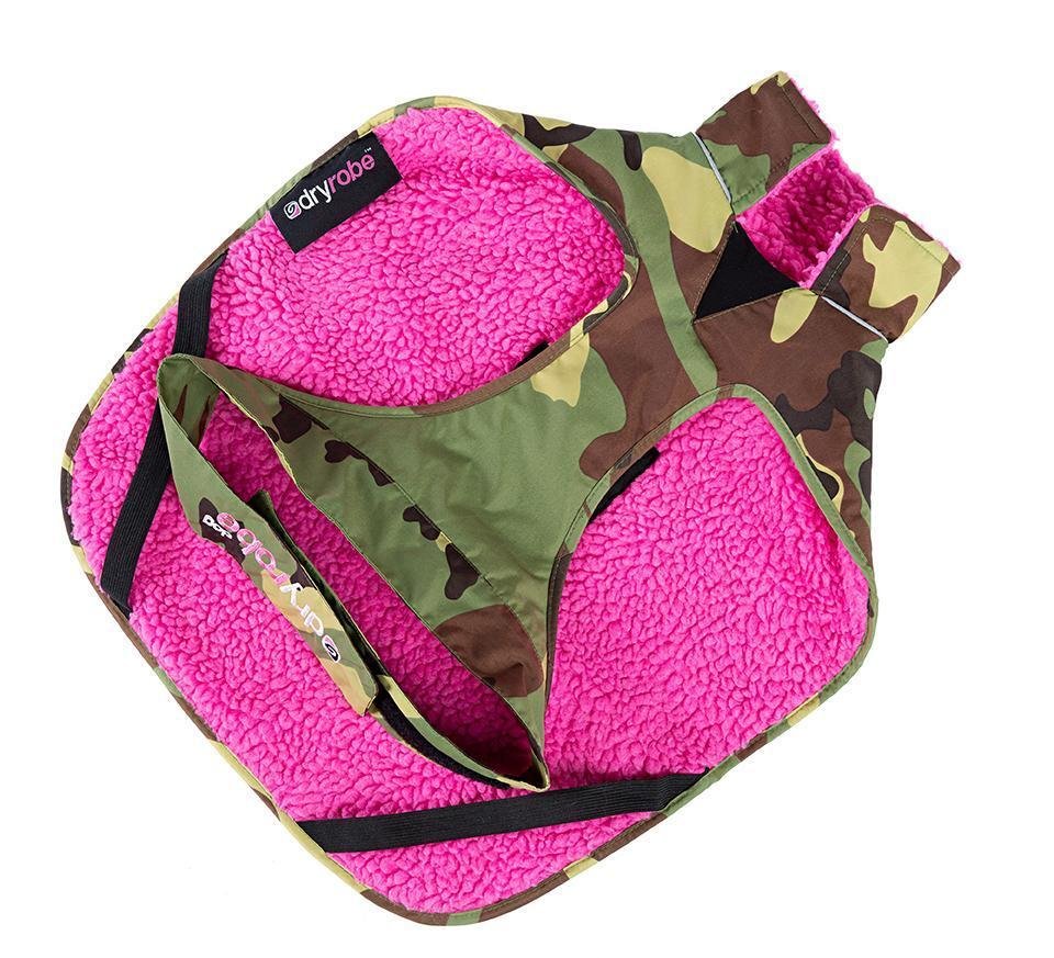 dryrobe® dog - WATERPROOF DOG COAT - CAMO/PINK