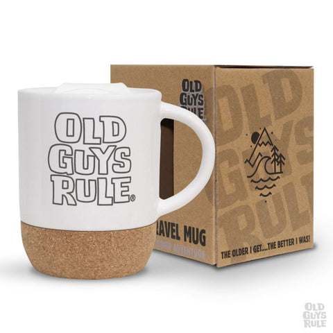 OLD GUYS RULE CERAMIC TRAVEL MUG - WHITE
